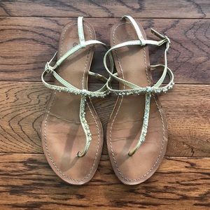 Ann Taylor Loft Gold Embellished Thong Sandals 9.5